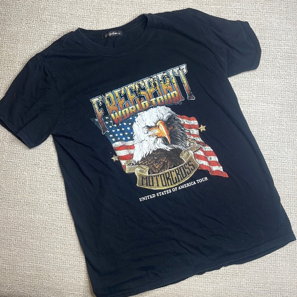 Black Stylewise Free Spirit Work Tour Graphic Tee